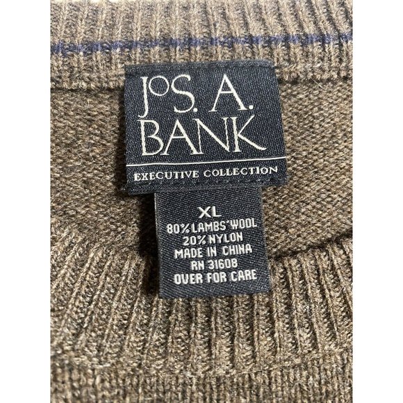 Jos A Bank Executive Collection Sweater Men Size XL Brown Lambs Wool Pullover - Picture 6 of 7